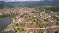 Aerial view to historic town Paraty and harbor, Unesco World