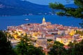 Historic town of Korcula evening view from above