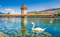 Historic town of Lucerne with famous Chapel Bridge, Canton of Lu