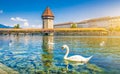 Historic town of Lucerne with famous Chapel Bridge, Switzerland