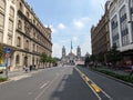 Historic town of Mexico City with Zocalo square in background