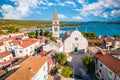 Historic town of Osor connecting Cres and Losinj islands aerial view Royalty Free Stock Photo