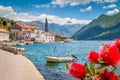 Historic town of Perast at Bay of Kotor in summer, Montenegro Royalty Free Stock Photo