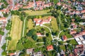 Historic town of Varazdin aerial view, baroque tourist destination