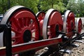 Historic train wheels display. Close-up. Royalty Free Stock Photo