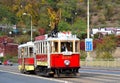 Historic tram passing through the streets of Prague, the capital of the Czech Republic