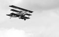 Historic triplane on the sky. Royalty Free Stock Photo