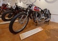 Historic 1951 Triumph Bonneville Salt Flats Racer on display in the Haas Moto Museum in Dallas, Texas.