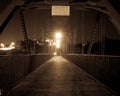 Illuminating History: A Nighttime Journey Across the Historic Truss Bridge in Folsom Royalty Free Stock Photo