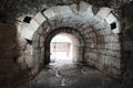 Historic tunnel entrance with an open doorway in Plovdiv, Bulgaria