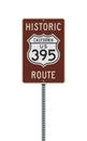 Historic U.S. Route 395 road sign Royalty Free Stock Photo