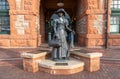 Historic Union Pacific Railroad train depot, a historic landmark, and it statue and boot adornments in Cheyenne, Wyoming Royalty Free Stock Photo