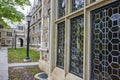 Historic University Building with Leaded Glass Windows - Campus View