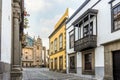 Historic urban houses leading to Santa Ana Cathedral, Las Palmas de Gran Canaria, Spain Royalty Free Stock Photo