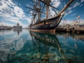 The historic USS Constellation ship docked at a harbor Royalty Free Stock Photo
