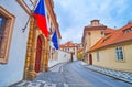 Historic Valdstejnska Street in Mala Strana, Prague, Czech Republic Royalty Free Stock Photo