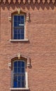 Historic vertical mill windows Royalty Free Stock Photo
