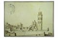 Historic view of Cadiz skyline 1811 Royalty Free Stock Photo