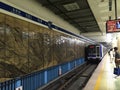 Historic view of mural at Xizhimen station on Beijing subway