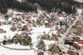 The historic villages of Shirakawa-go in winter , a World Cultural Heritage site in Gifu , Japan