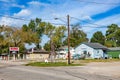 Historic vintage building, street at downtown old town spring . A city inear houston in old vintage style with wooden colorful