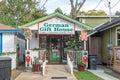 Historic vintage building, street at downtown old town spring . A city inear houston in old vintage style with wooden colorful