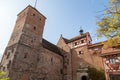 Historic wall and building of the Nuremberg castle, Bavaria, Germany Royalty Free Stock Photo