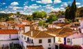 Historic walled town of Obidos, near Lisbon, Portugal. Beautiful streets of Obidos Medieval Town, Portugal. Street view of Royalty Free Stock Photo