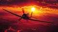 Historic warplane in dramatic sunset Royalty Free Stock Photo