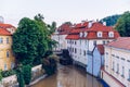 Historic water mill in Prague, water mill, Czech Republic. Old water mill at center of the Prague. Czechia. Mill Wheel of Royalty Free Stock Photo