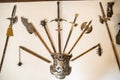 Historic weapons inside Brans Castle Royalty Free Stock Photo