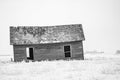 Abondoned farm buildings on a frosty morning. Alberta,Canada