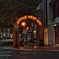 Historic West End Arched Gateway Sign in Dallas Texas