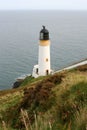 Historic white lighthouse on side of cliff Royalty Free Stock Photo