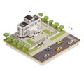 Government Building Area Isometric Composition