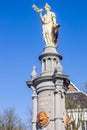 Historic Wilhelmina fountain on the Brink square in Deventer