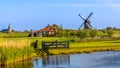 Historic windmill called Ondermolen K in Northern Netherlands