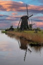 Historic windmills in Kinderdijk, Netherlands