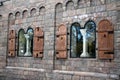 The historic windows and the walls Royalty Free Stock Photo