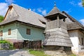 Historic wooden belfry in rural UNESCO  village Vlkolinec in Slovakia Royalty Free Stock Photo