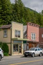 Historic wooden buildings in the popular cruise destination of Ketchikan Royalty Free Stock Photo