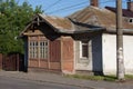 Historic wooden cottage on the street of Drohobych. Ukraine