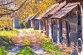 Historic wooden cottages street Ilica autumn landscape
