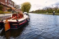 Historic wooden dutch boat on river