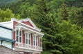 Historic wooden home and balcony in Alaska town of Skagway Royalty Free Stock Photo