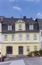 Historic yellow house at the central market square of Hachenburg