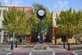 Historic Ypsilanti Street Clock with Tree-Lined Sidewalk