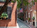 Historical Acorn street in Beacon Hill, Boston, Massachusetts Royalty Free Stock Photo