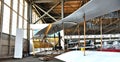 Historical aircraft restoration in hangar