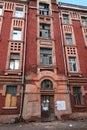 Old brick building. Tver, Russia, Proletarka district, Morozov barracks.
